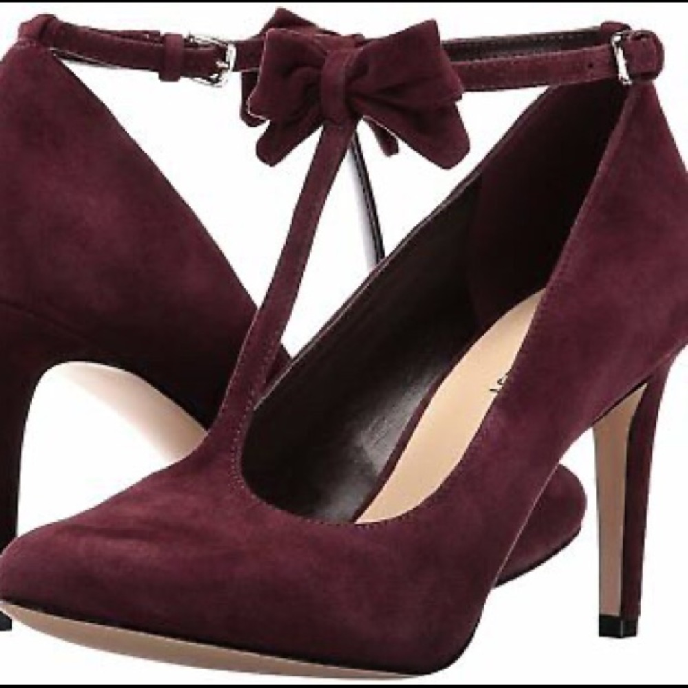 NWT NINE WEST purple velvet bow heels - Picture 1 of 7